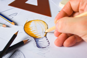 drawing and designing a lightbulb