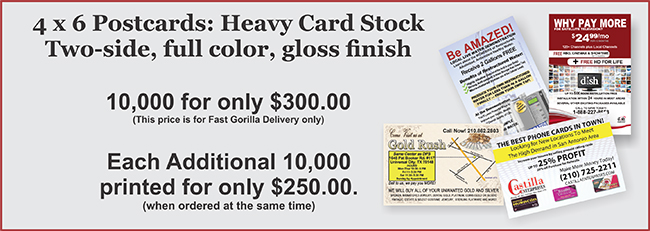 4x6 postcards options and pricing points